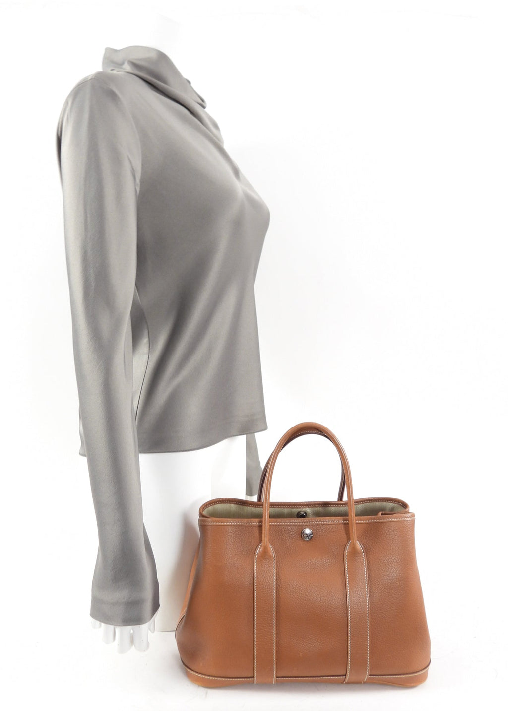 Hermes Garden Party Negonda Leather Gold TPM 30 PHW Tote Bag