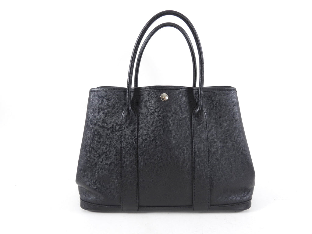 Hermes Garden Party Medium PM 36 Noir Black Leather Tote Bag