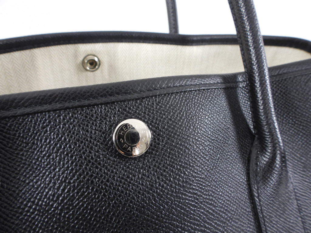 Hermes Garden Party Medium PM 36 Noir Black Leather Tote Bag