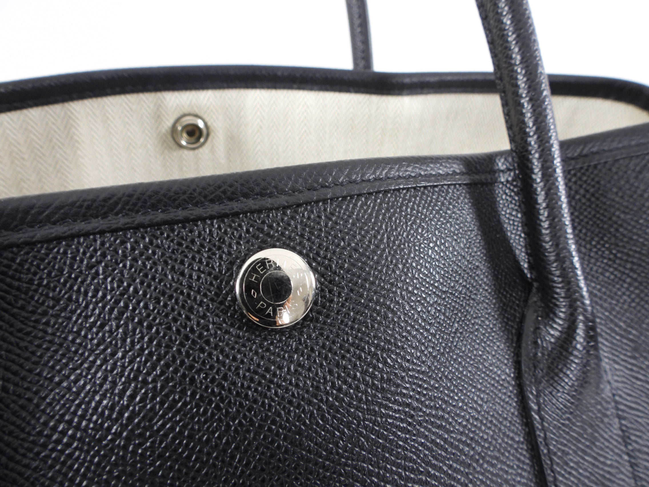 Hermes Garden Party Medium PM 36 Noir Black Leather Tote Bag