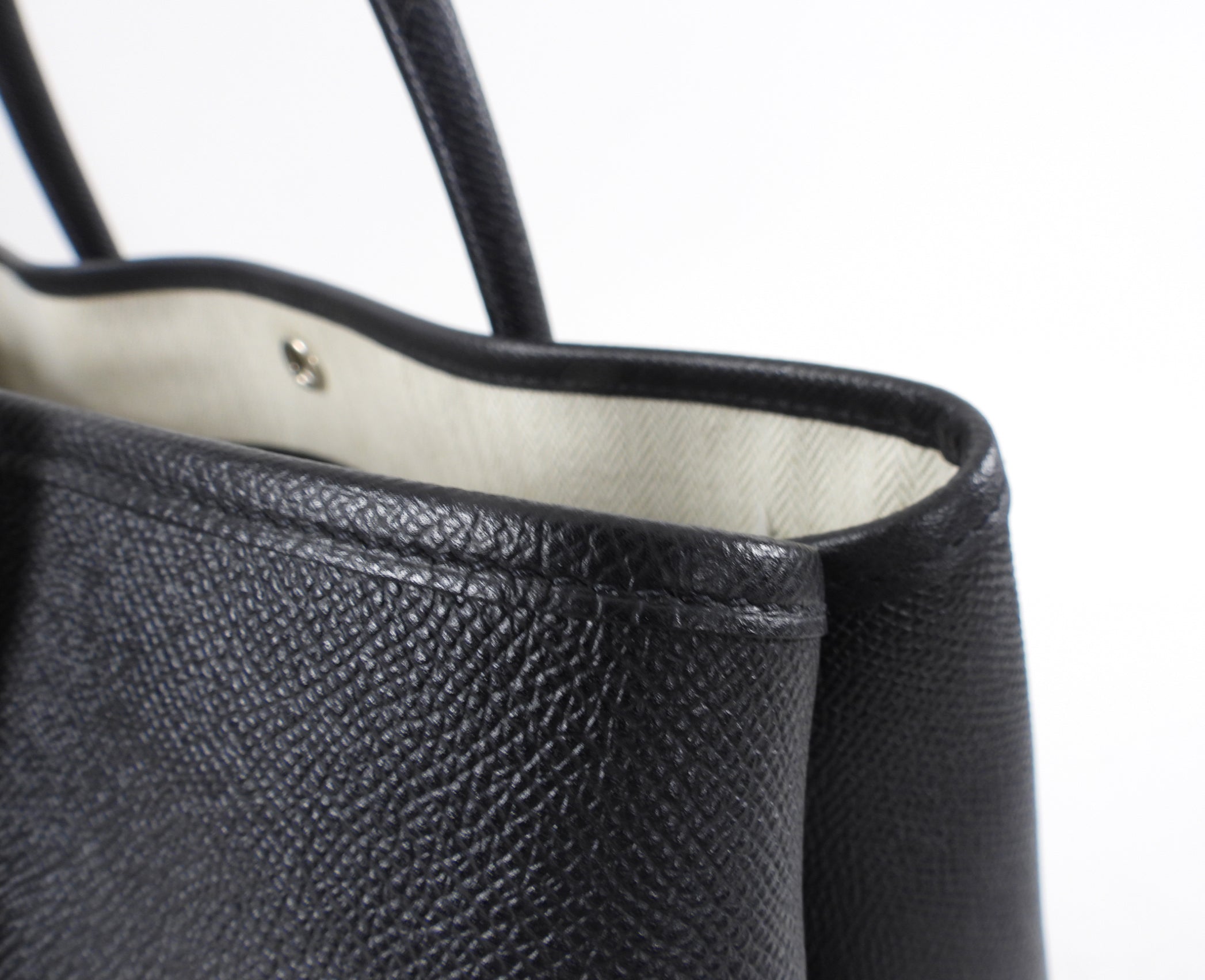 Hermes Garden Party Medium PM 36 Noir Black Leather Tote Bag