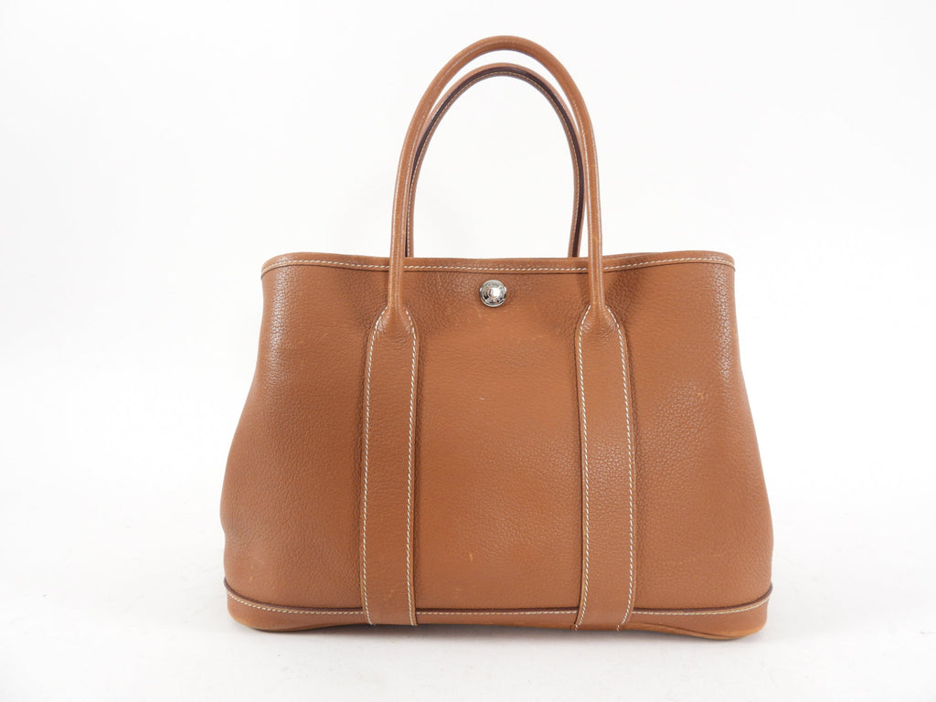 Hermes Garden Party Negonda Leather Gold TPM 30 PHW Tote Bag