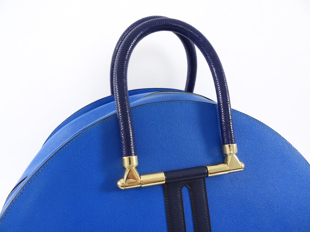 Hermes Vintage 1994 Gobi Blue Leather Hand Luggage Overnight Bag