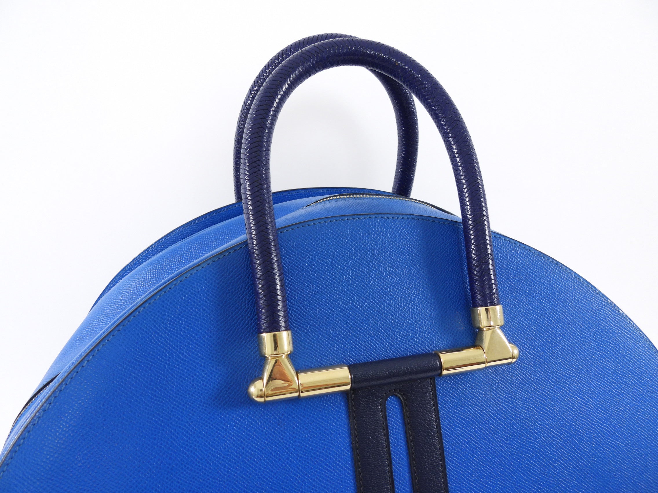 Hermes Vintage 1994 Gobi Blue Leather Hand Luggage Overnight Bag
