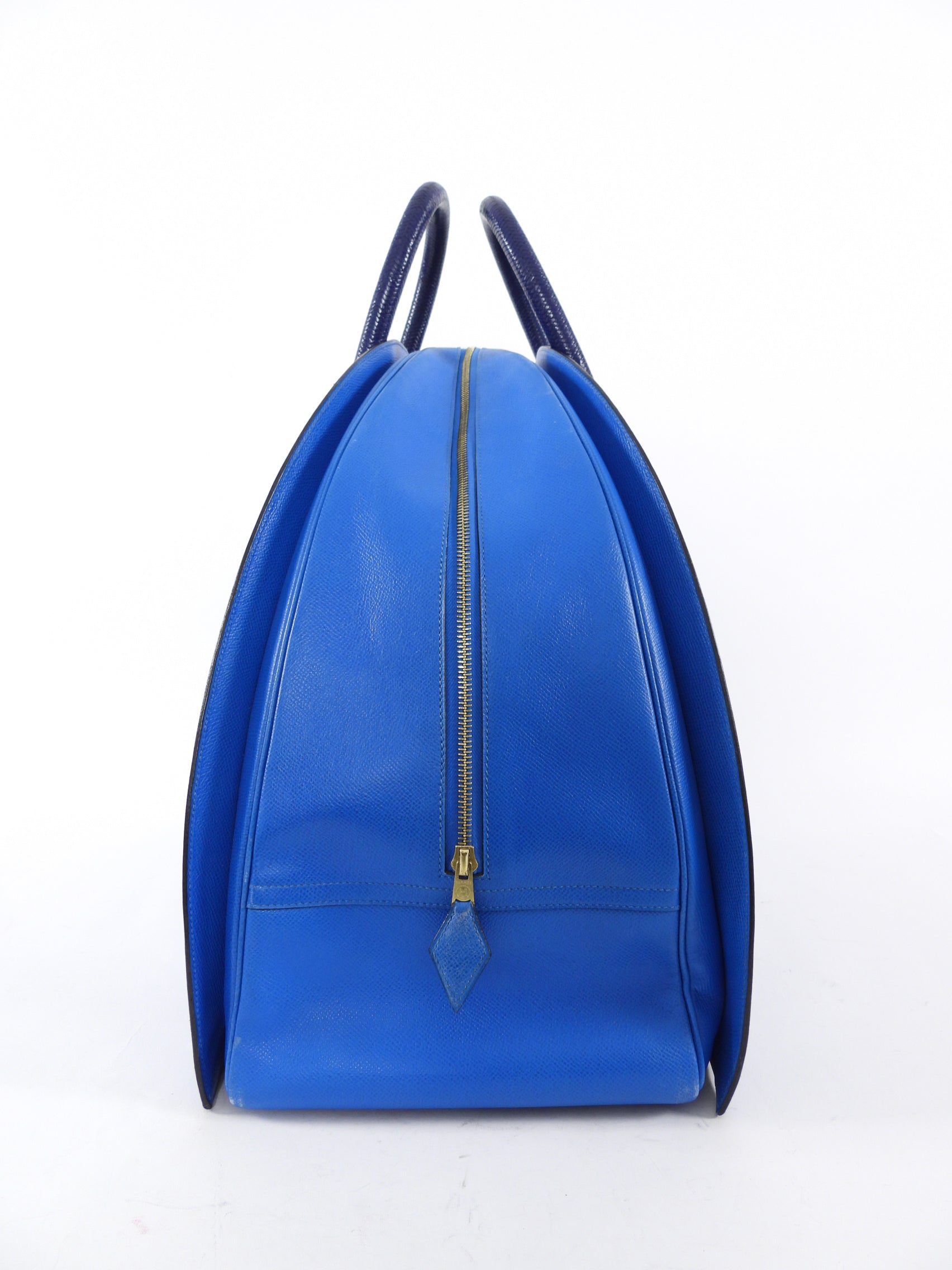 Hermes Vintage 1994 Gobi Blue Leather Hand Luggage Overnight Bag
