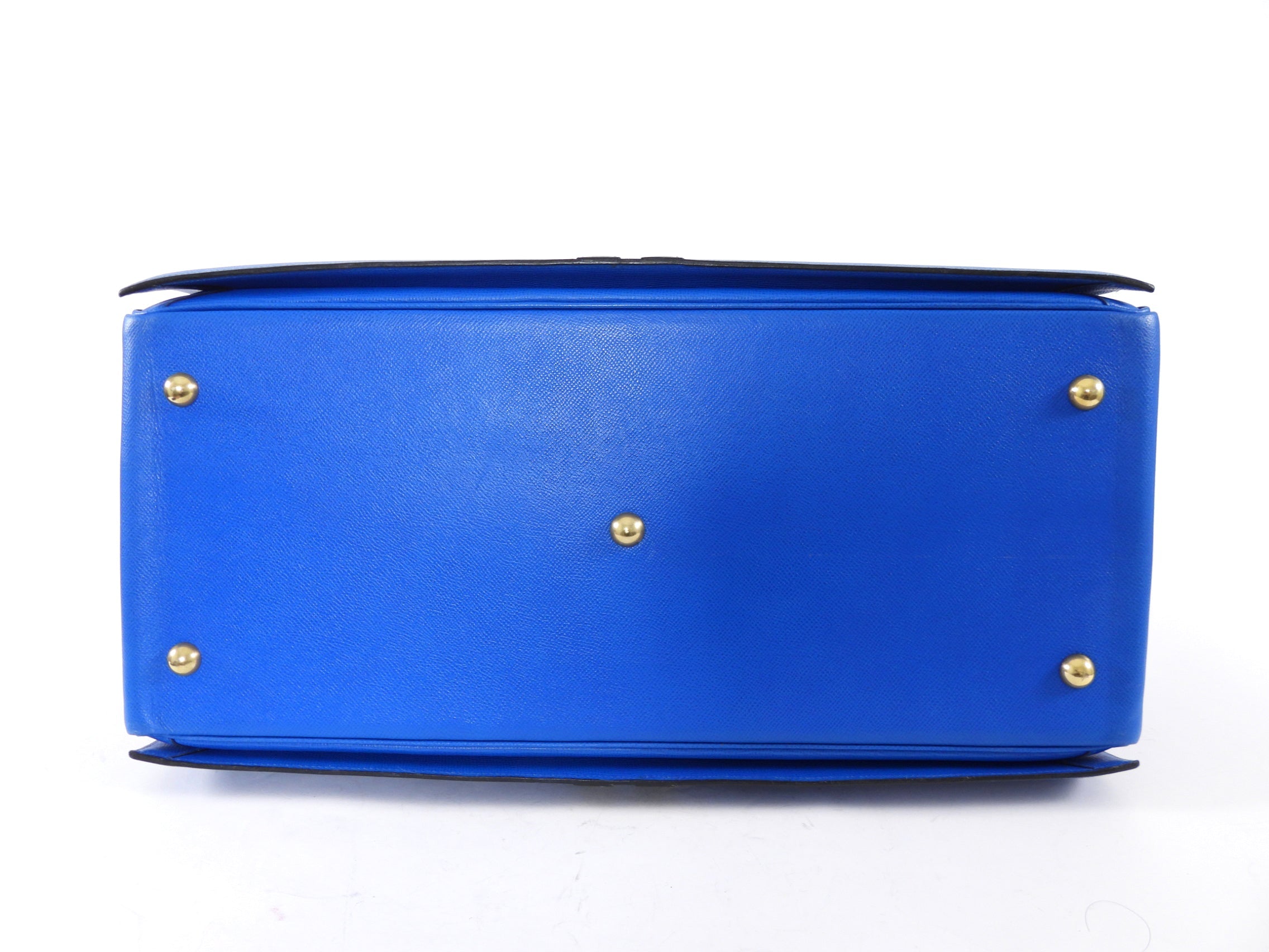 Hermes Vintage 1994 Gobi Blue Leather Hand Luggage Overnight Bag