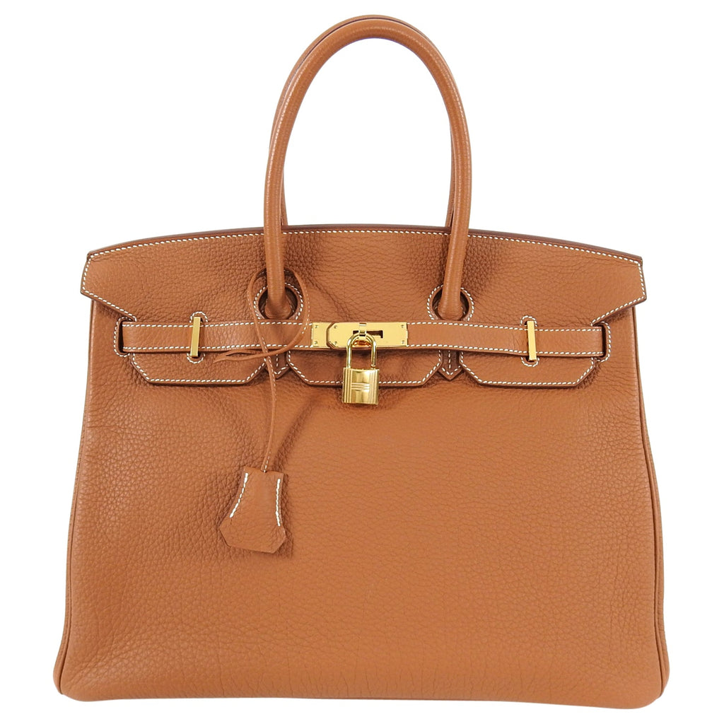 Hermes Gold Birkin 35 Taurillon Clemence Leather with Gold Hardware