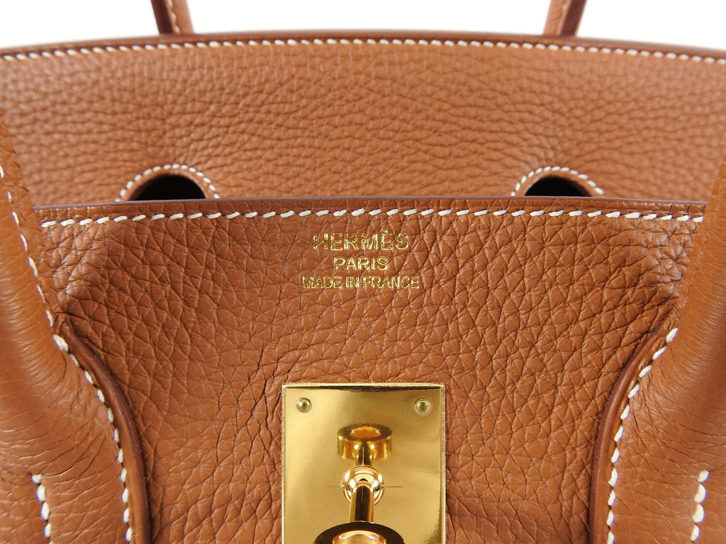 Hermes Gold Birkin 35 Taurillon Clemence Leather with Gold Hardware