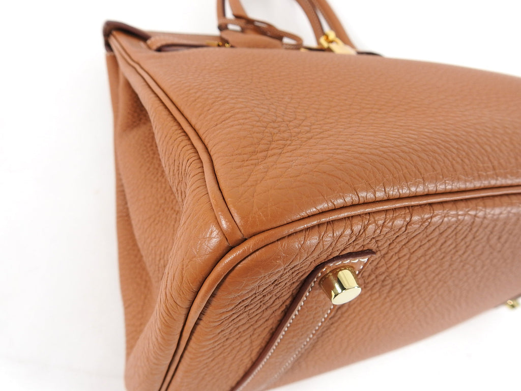 Hermes Gold Birkin 35 Taurillon Clemence Leather with Gold Hardware
