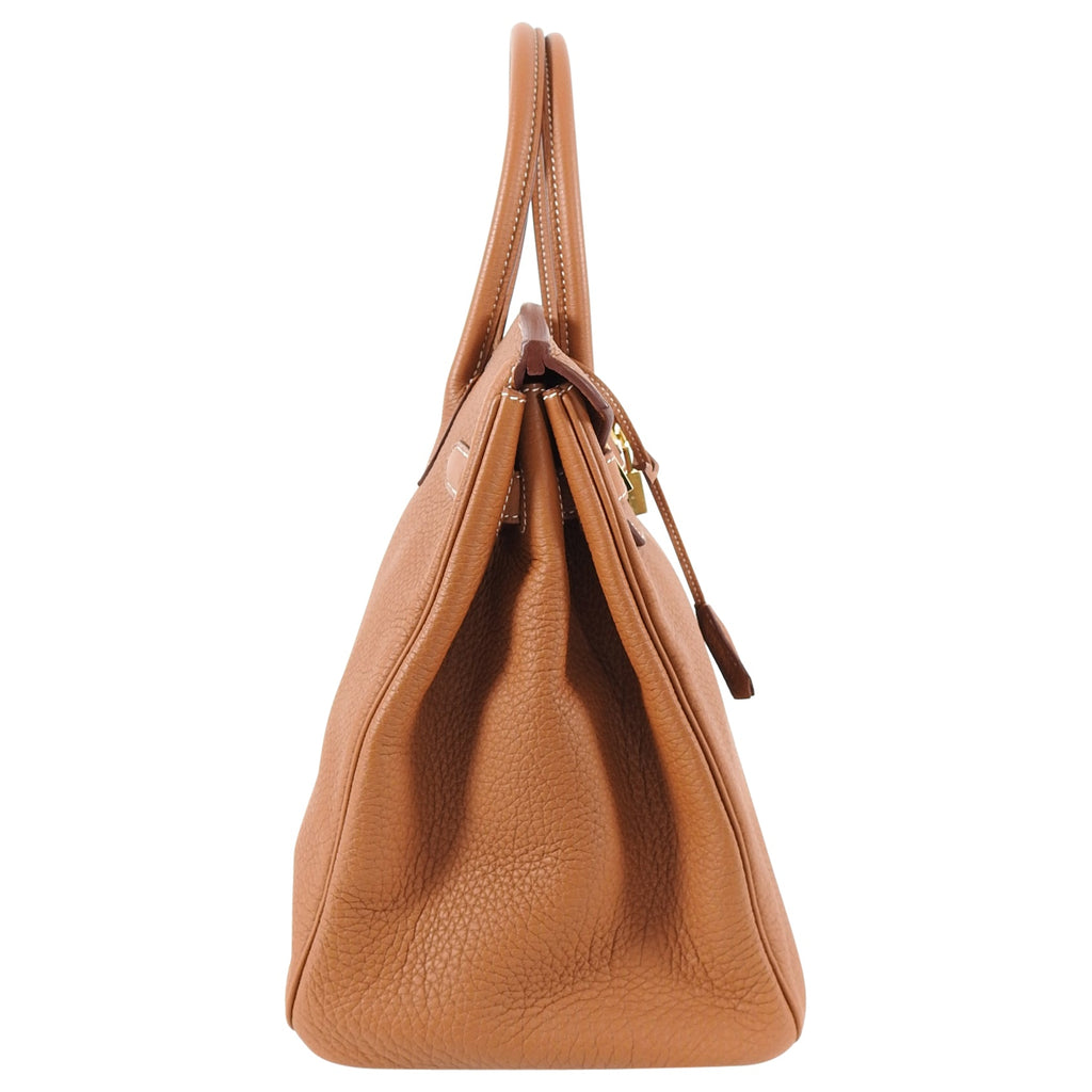 Hermes Gold Birkin 35 Taurillon Clemence Leather with Gold Hardware