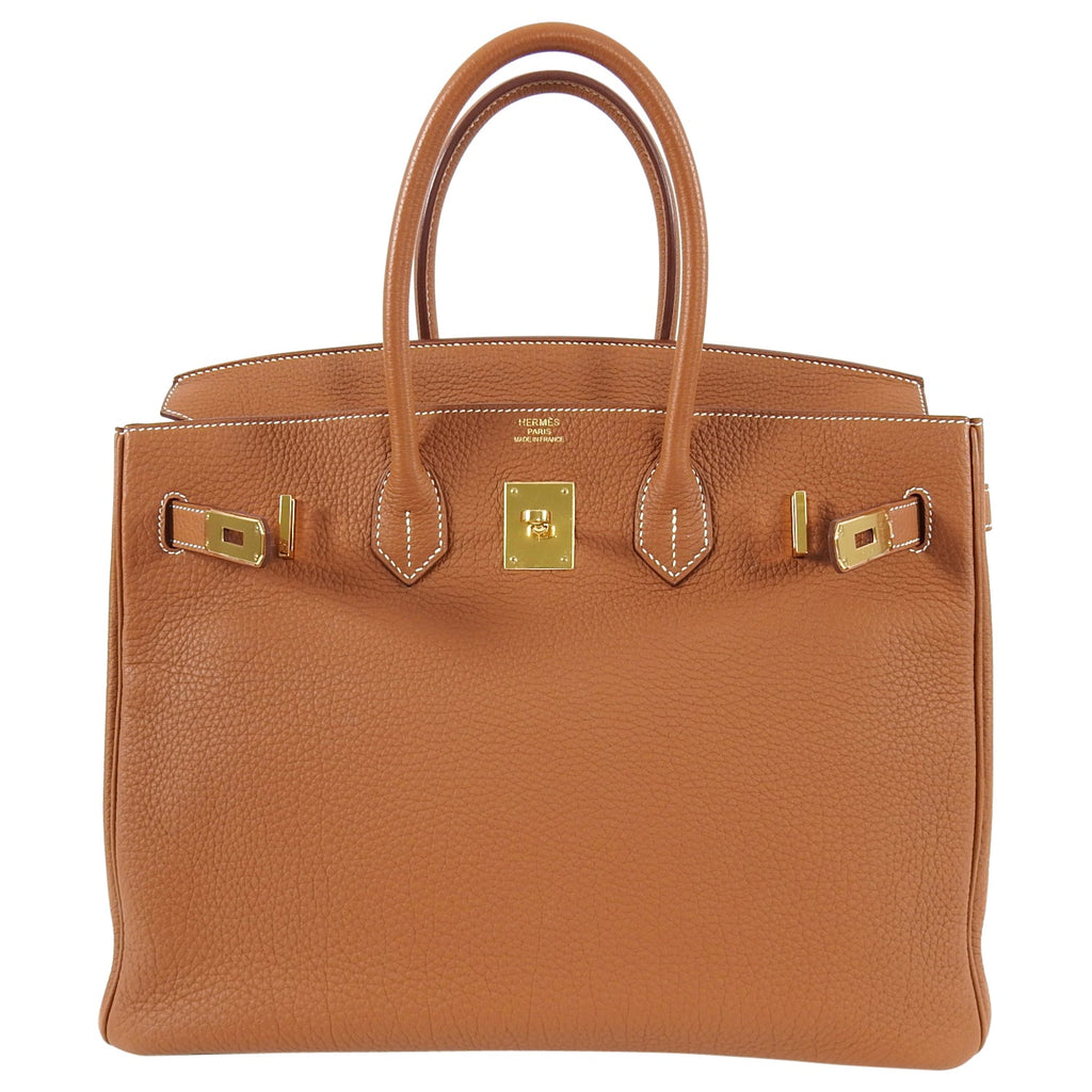 Hermes Gold Birkin 35 Taurillon Clemence Leather with Gold Hardware