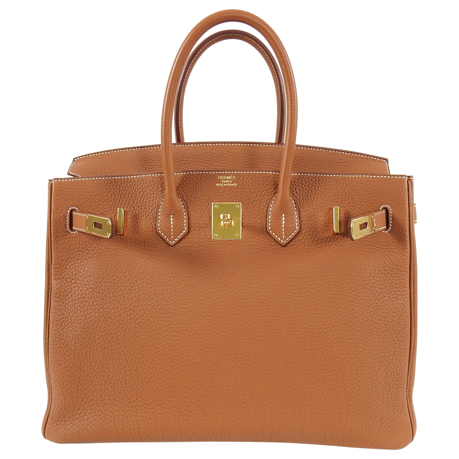 Hermes Gold Birkin 35 Taurillon Clemence Leather with Gold Hardware