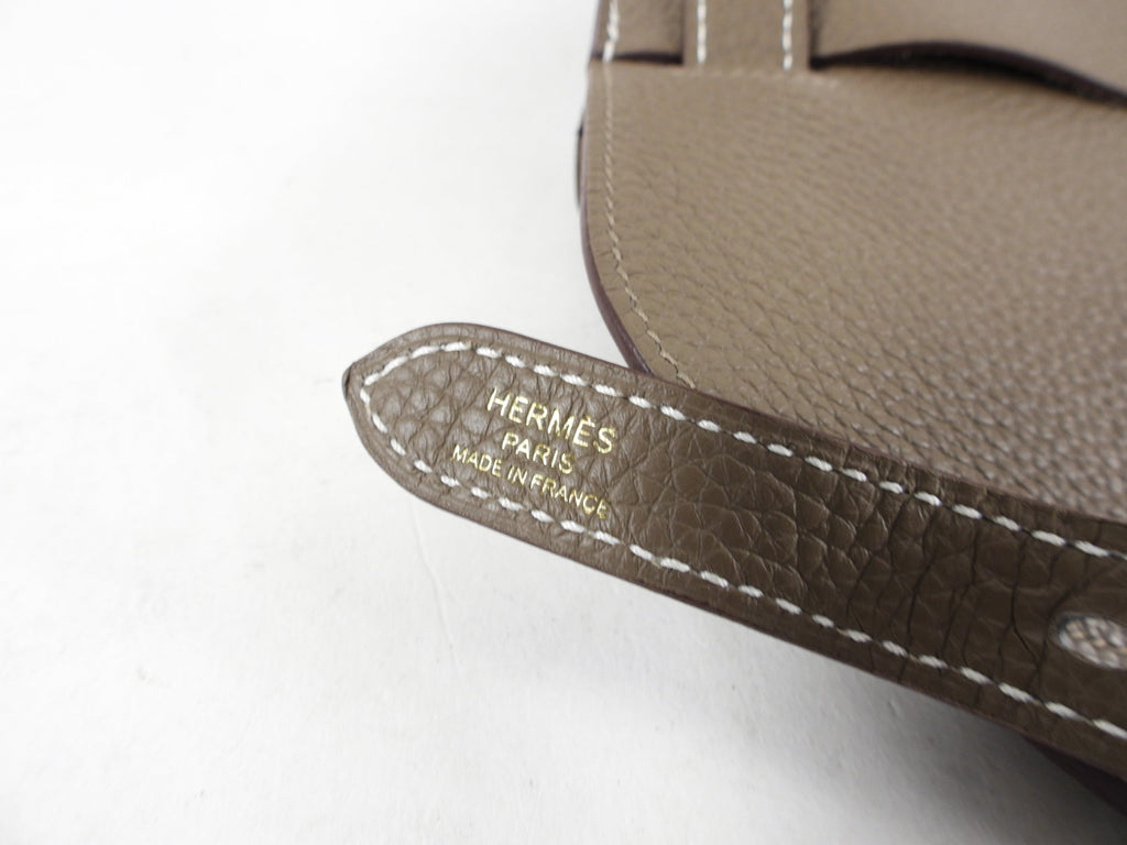 Hermes Halzan 31 Etoupe GM Taurillon Clemence GHW