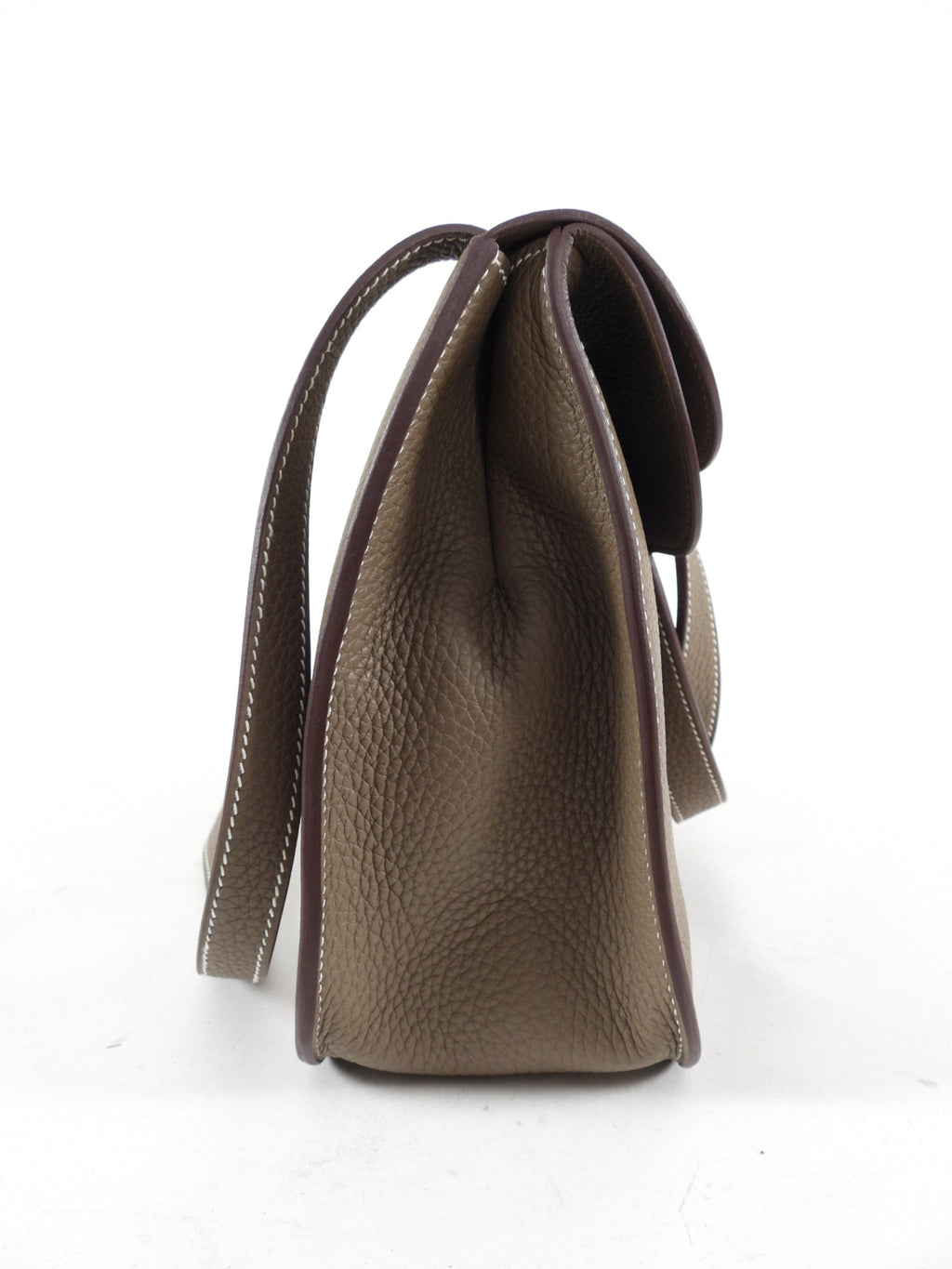 Hermes Halzan 31 Etoupe GM Taurillon Clemence GHW