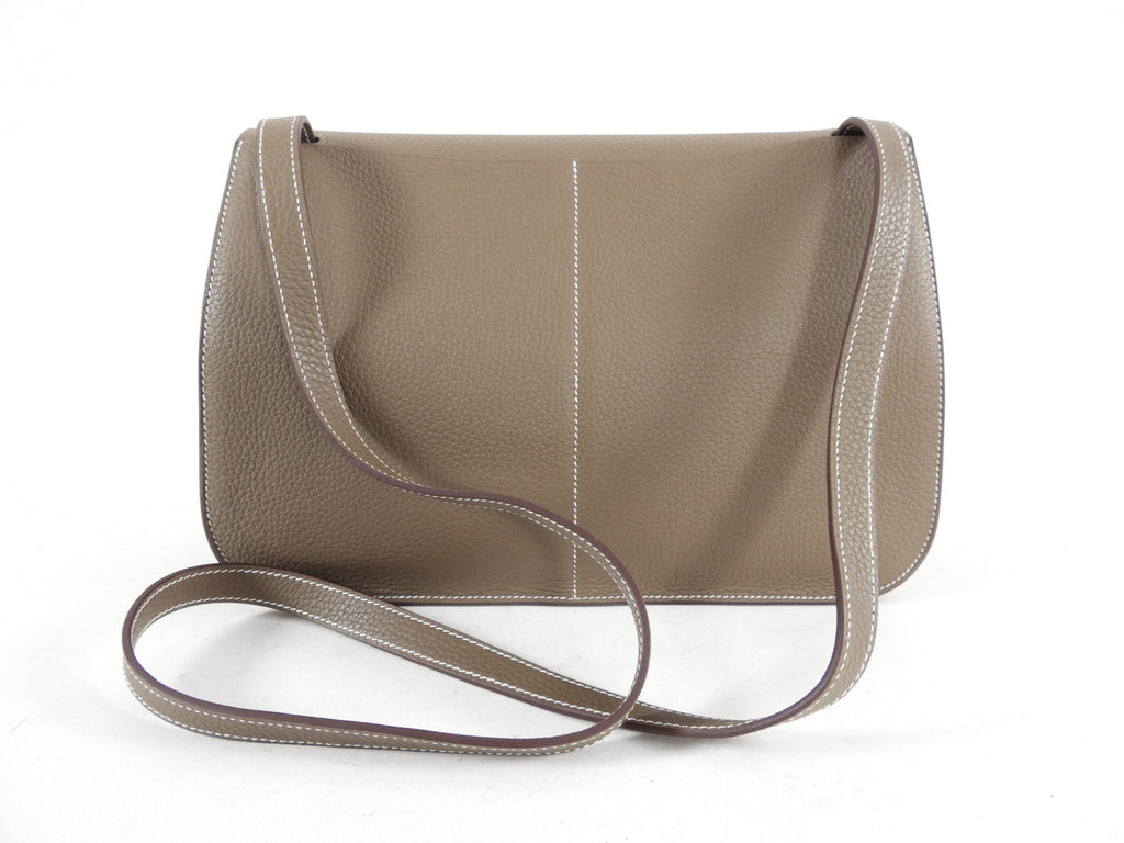 Hermes Halzan 31 Etoupe GM Taurillon Clemence GHW