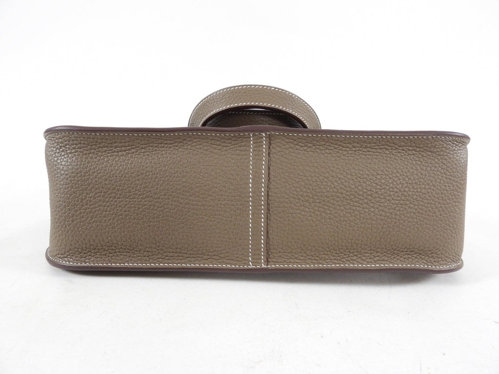 Hermes Halzan 31 Etoupe GM Taurillon Clemence GHW