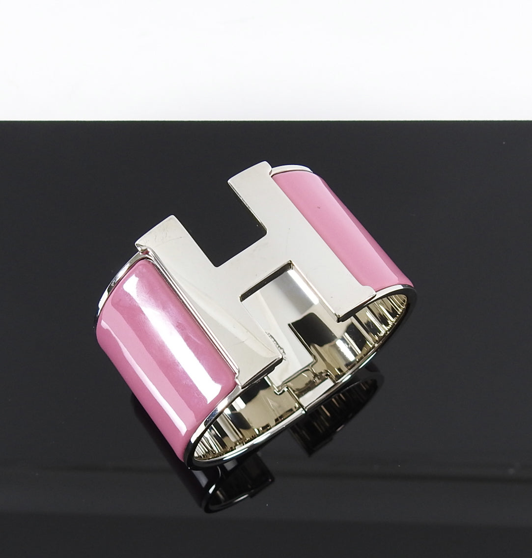 Hermes Wide Pink Clic Clac H Bracelet SHW