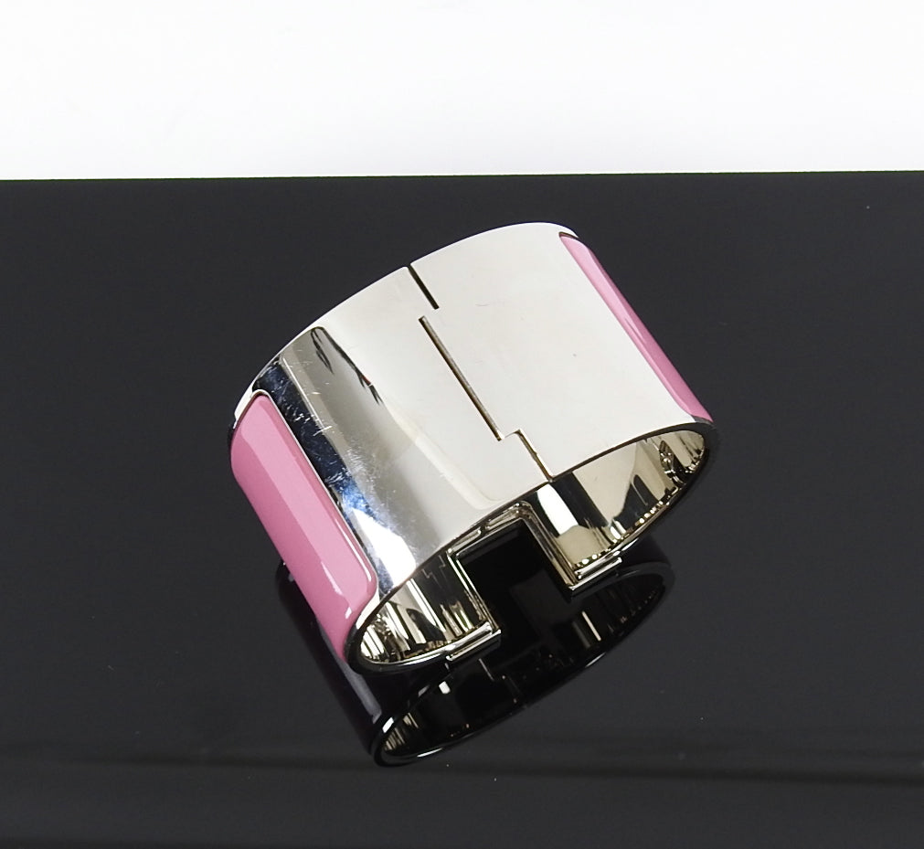 Hermes Wide Pink Clic Clac H Bracelet SHW