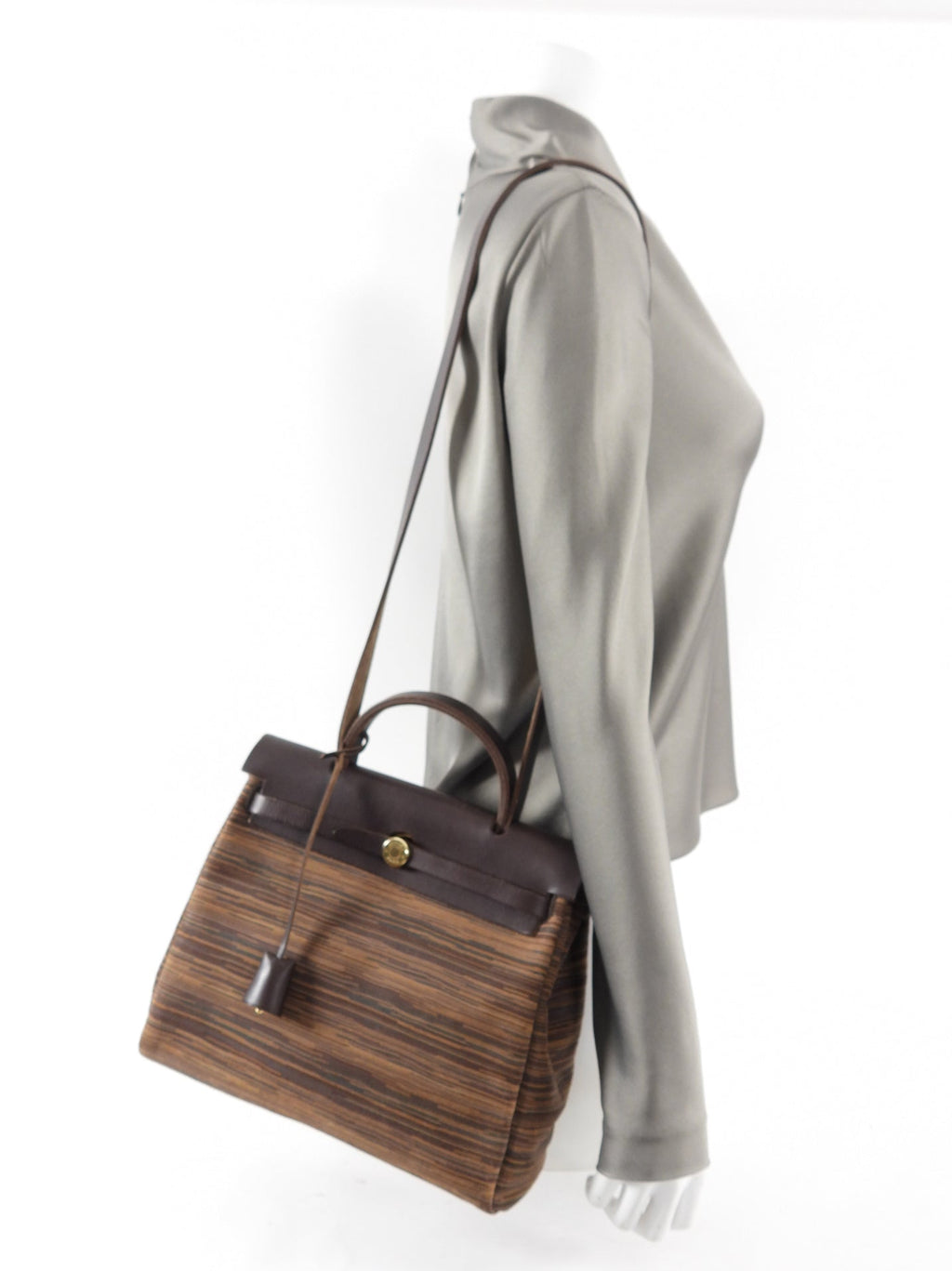 Hermes Brown Herbag 29 Vibrato Leather Shoulder Bag