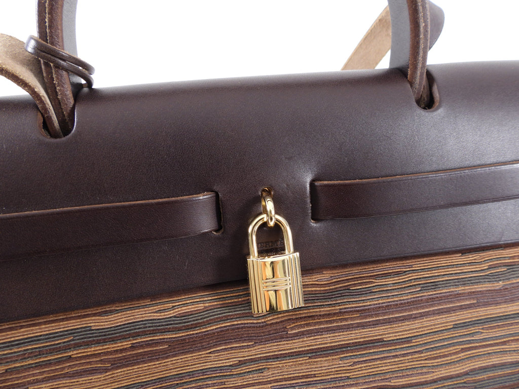 Hermes Brown Herbag 29 Vibrato Leather Shoulder Bag