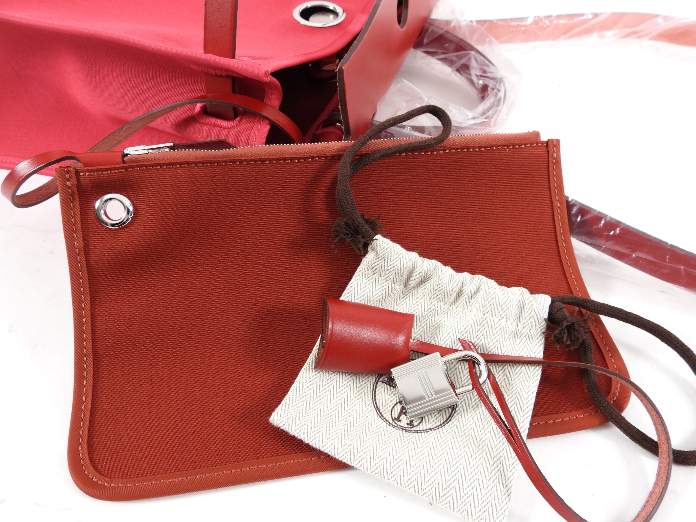 Hermes Herbag Zip 31 Bicolor Rose Extreme / Rouge Piment