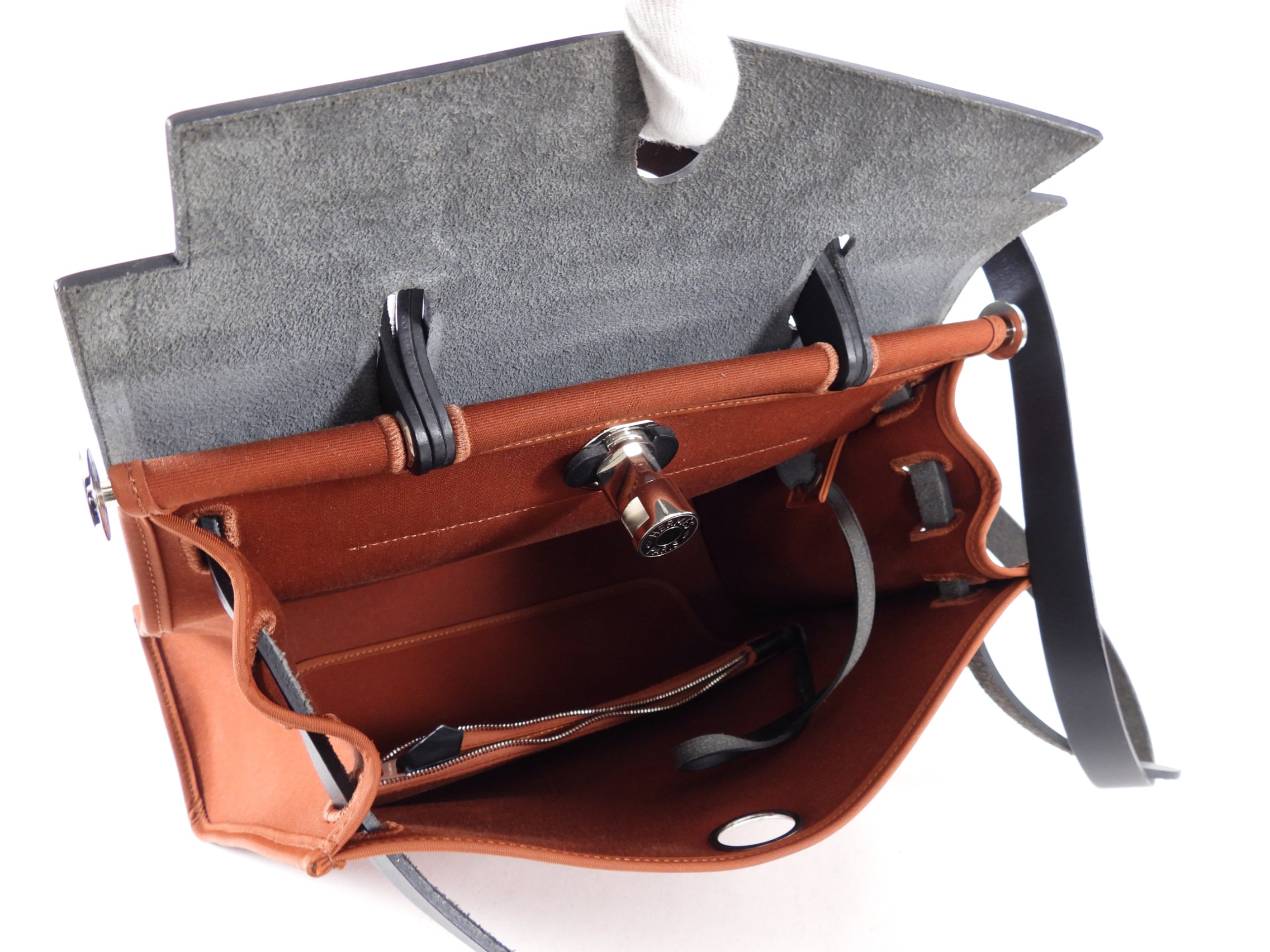 Hermes Herbag Zip 31 Toile Chocolate Brown Bag