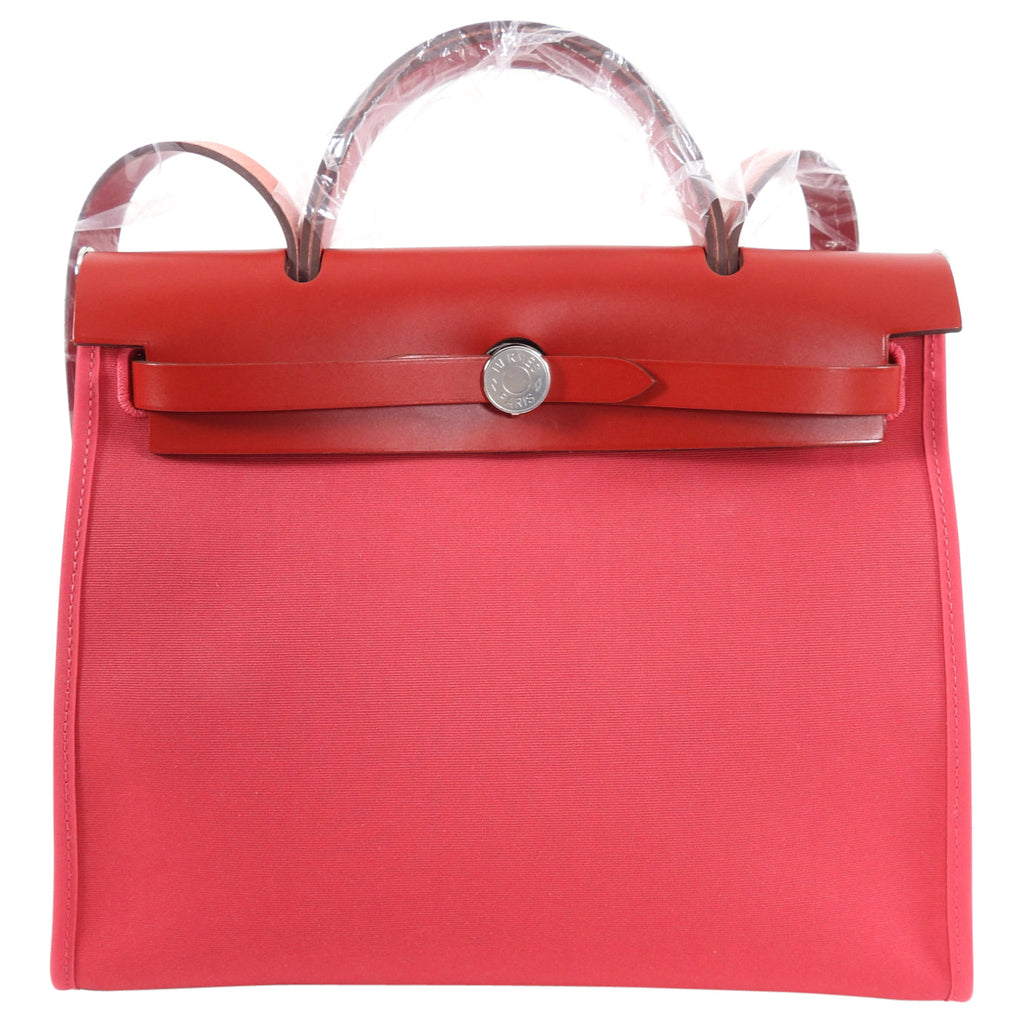 Hermes Herbag Zip 31 Bicolor Rose Extreme / Rouge Piment