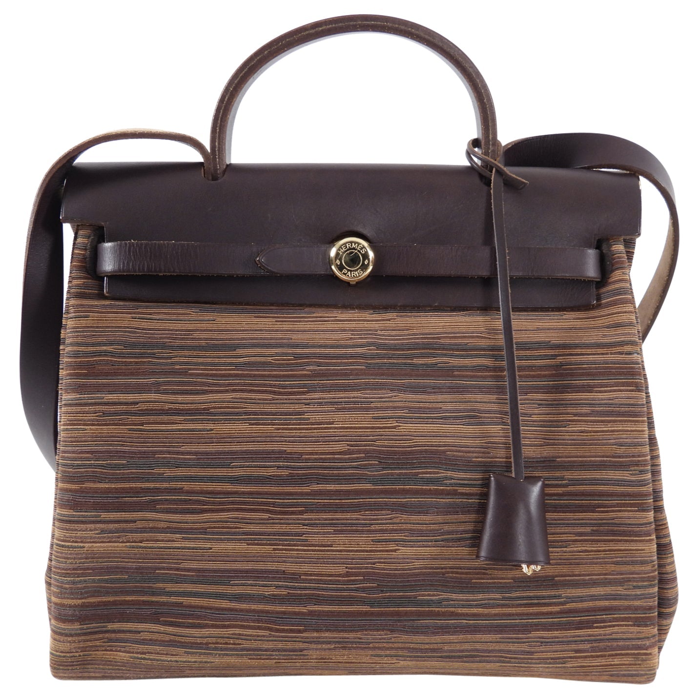 Hermes Brown Herbag 29 Vibrato Leather Shoulder Bag
