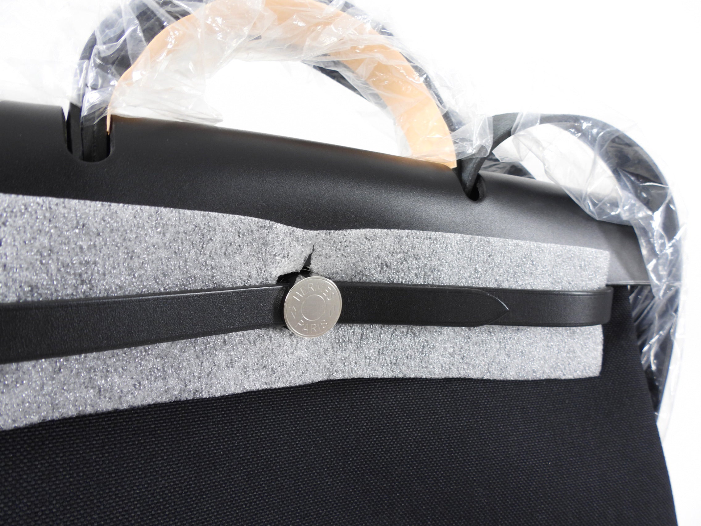 Hermes Black Leather and Toile Herbag Zip 39 Messenger Bag