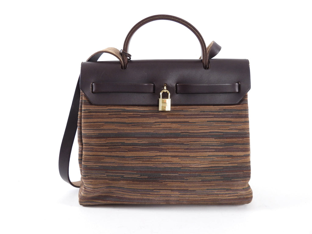Hermes Brown Herbag 29 Vibrato Leather Shoulder Bag
