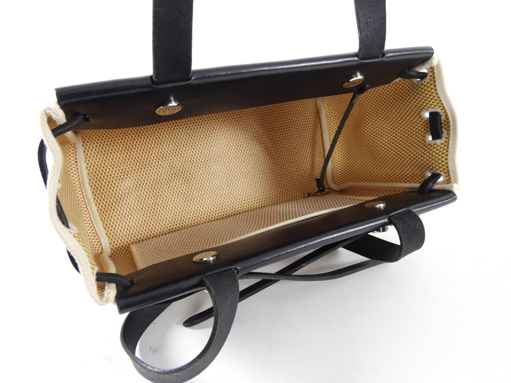 Hermes Canvas Herbag Cabas Black Leather