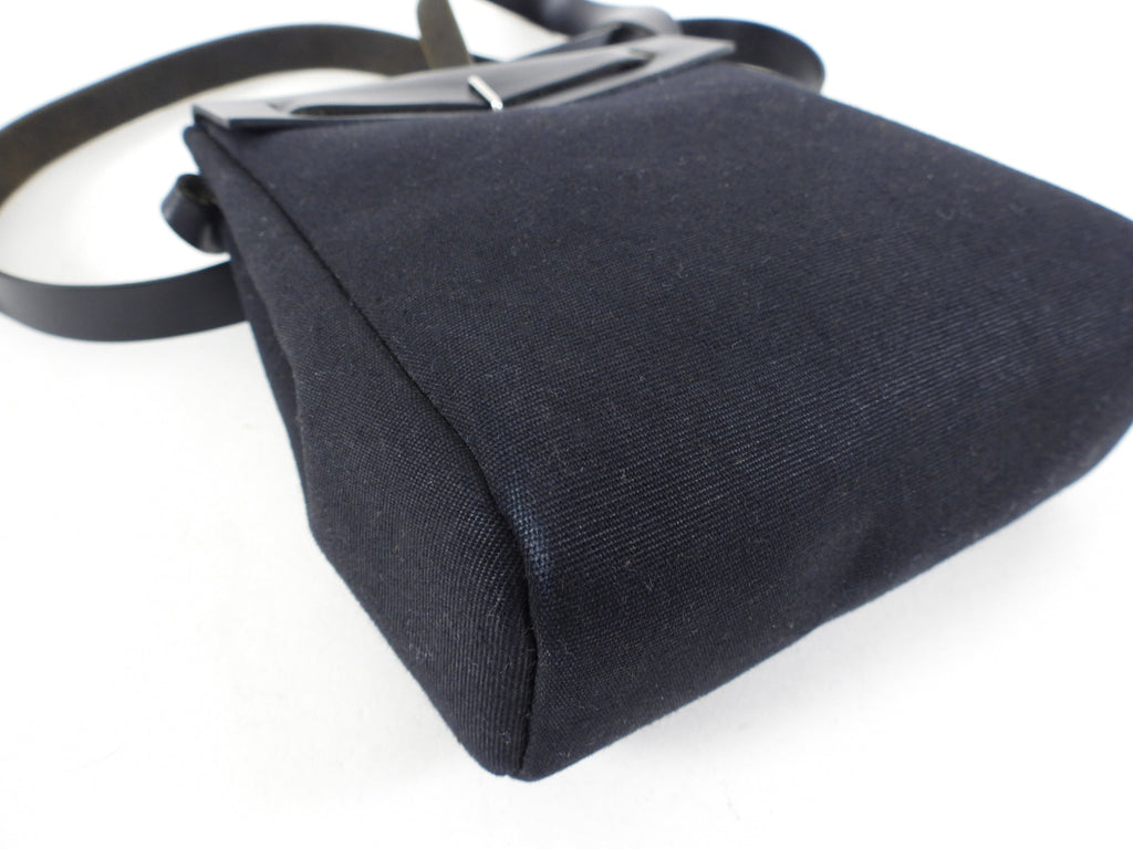 Hermes Mini Herbag Crossbody Bag Toile Natural and Black Canvas