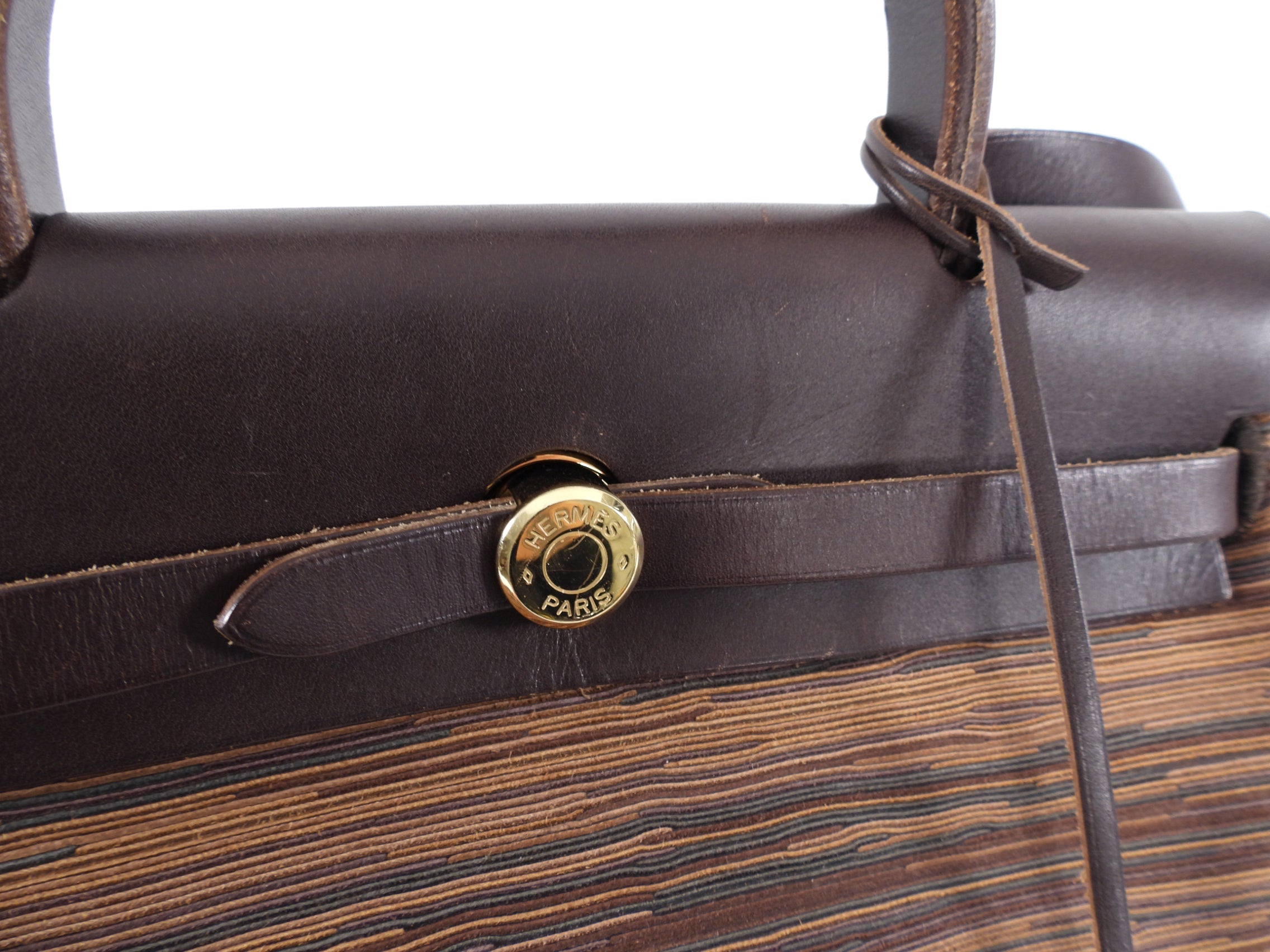 Hermes Brown Herbag 29 Vibrato Leather Shoulder Bag