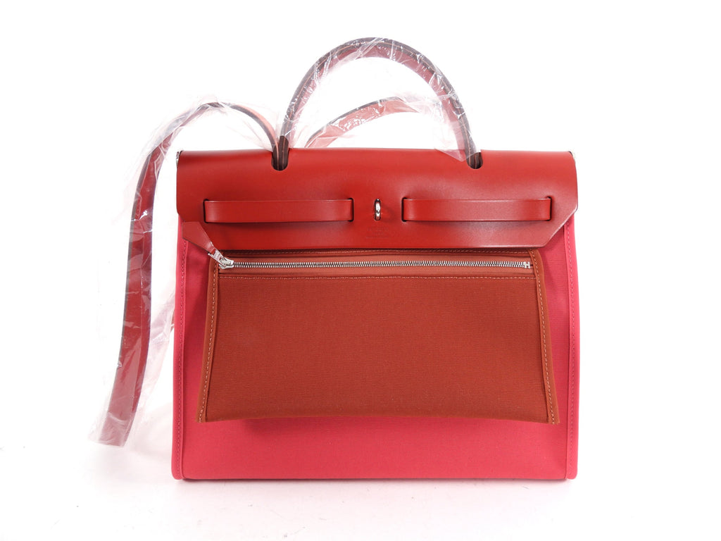 Hermes Herbag Zip 31 Bicolor Rose Extreme / Rouge Piment