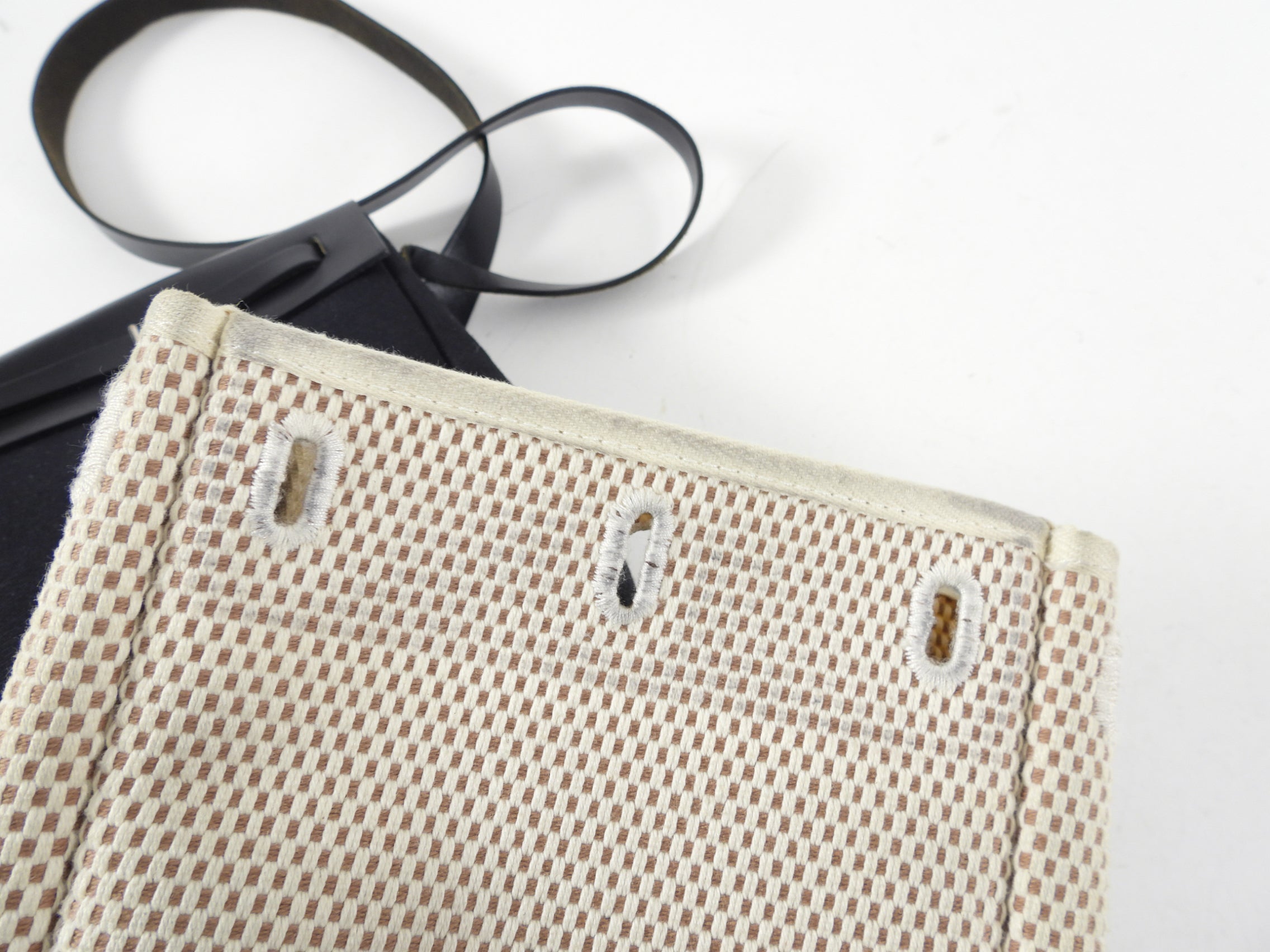 Hermes Mini Herbag Crossbody Bag Toile Natural and Black Canvas
