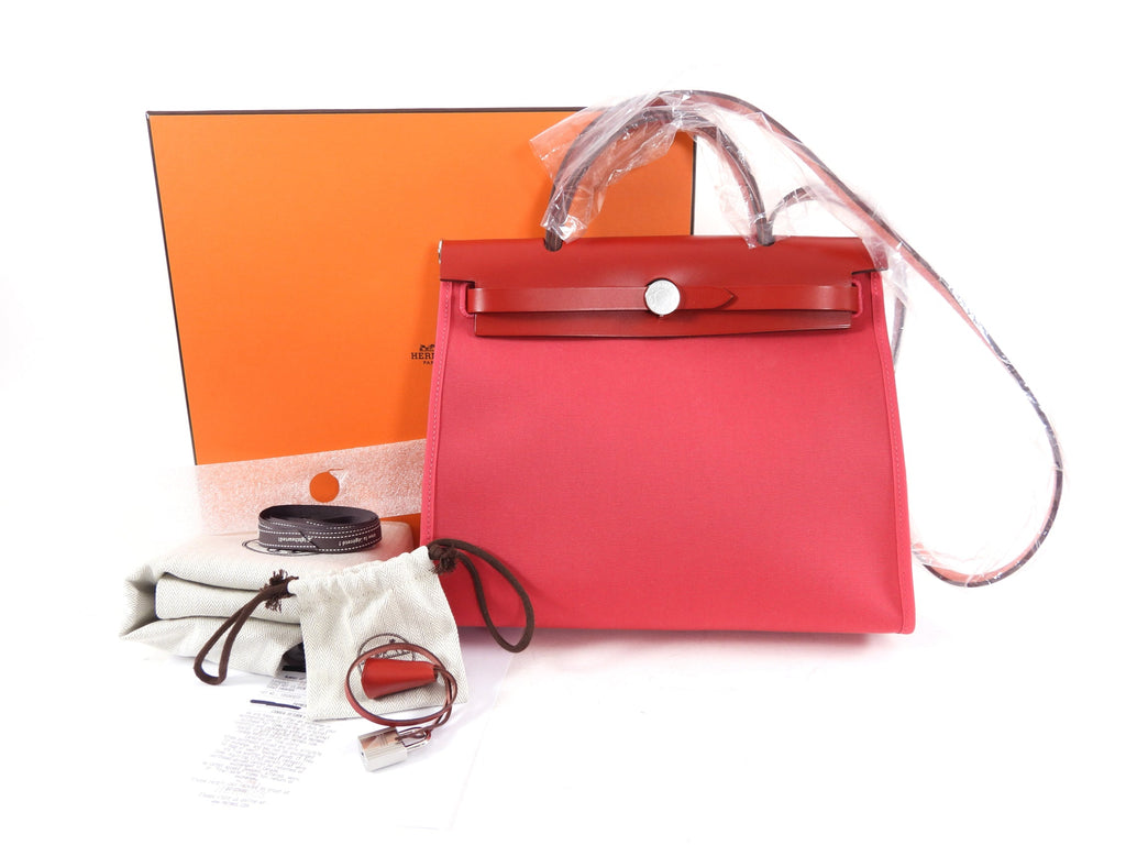 Hermes Herbag Zip 31 Bicolor Rose Extreme / Rouge Piment