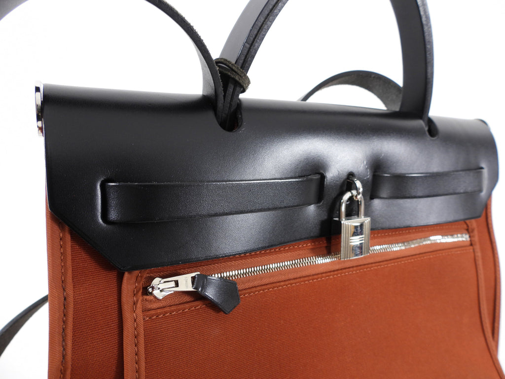 Hermes Herbag Zip 31 Toile Chocolate Brown Bag