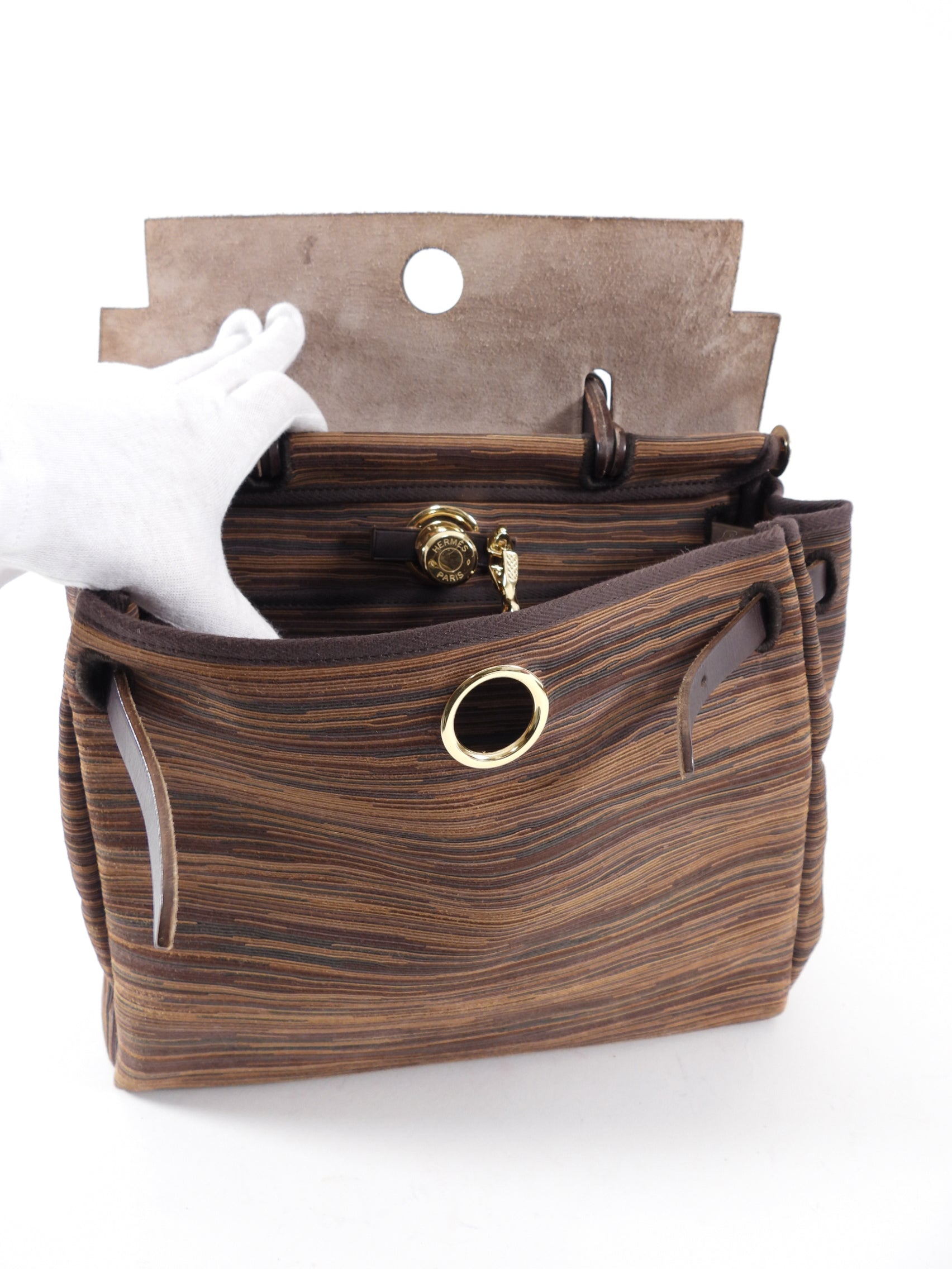 Hermes Brown Herbag 29 Vibrato Leather Shoulder Bag