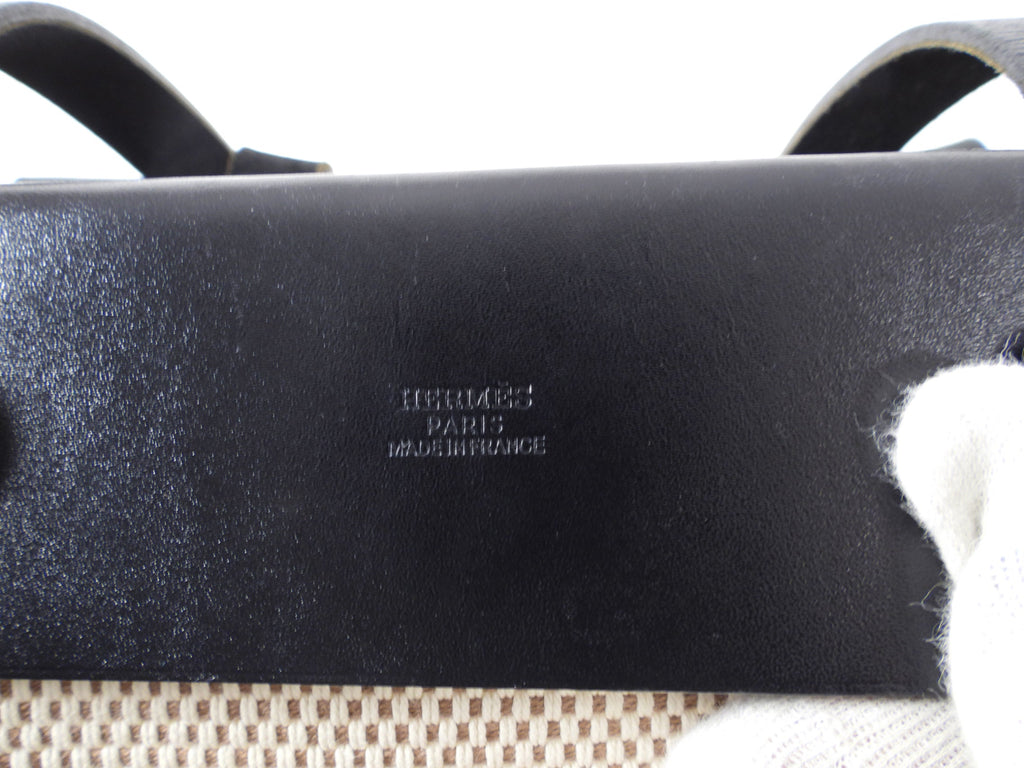 Hermes Canvas Herbag Cabas Black Leather