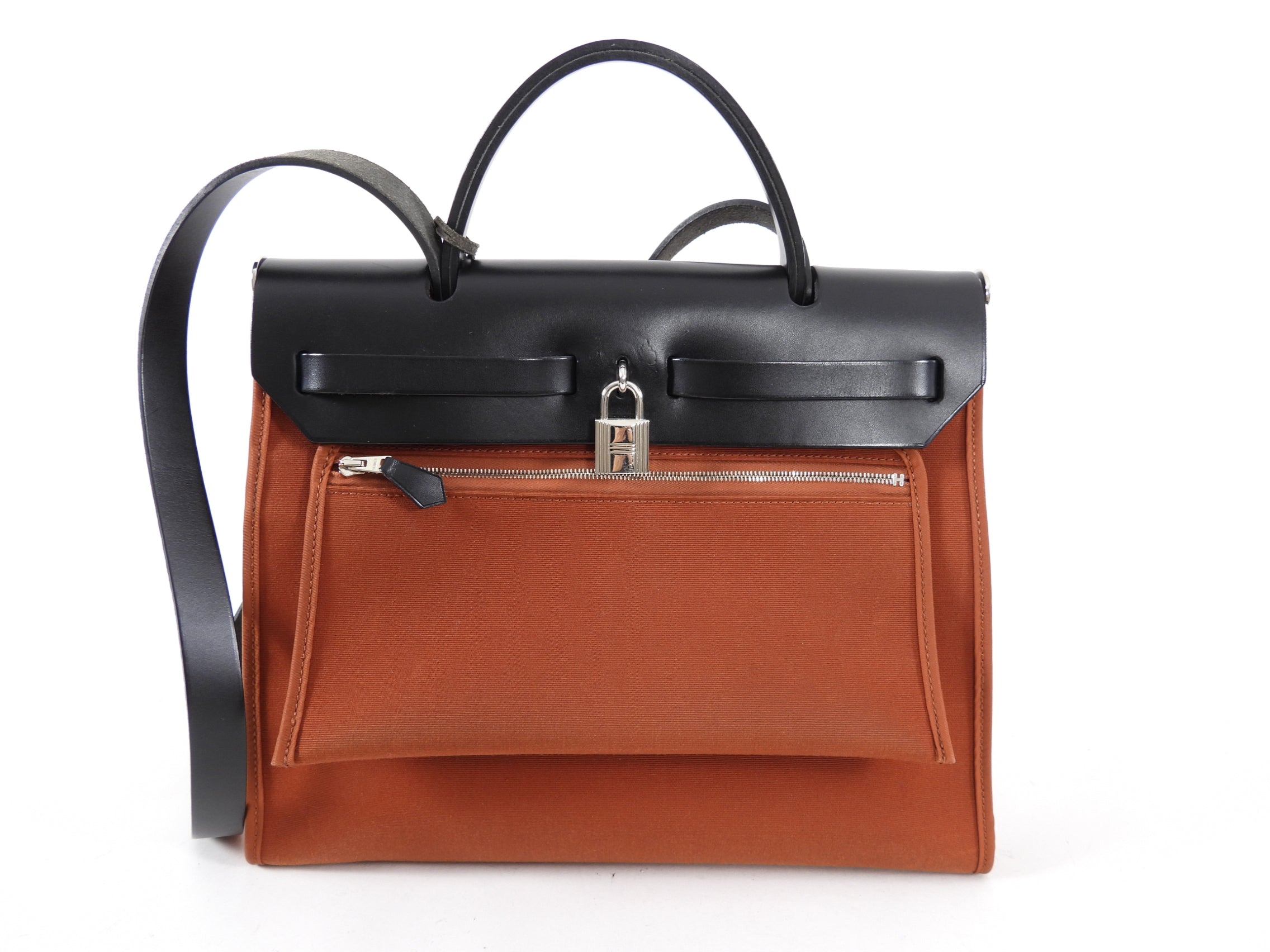 Hermes Herbag Zip 31 Toile Chocolate Brown Bag