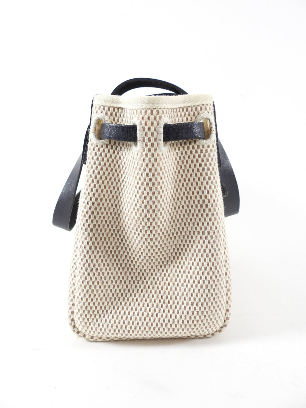 Hermes Canvas Herbag Cabas Black Leather