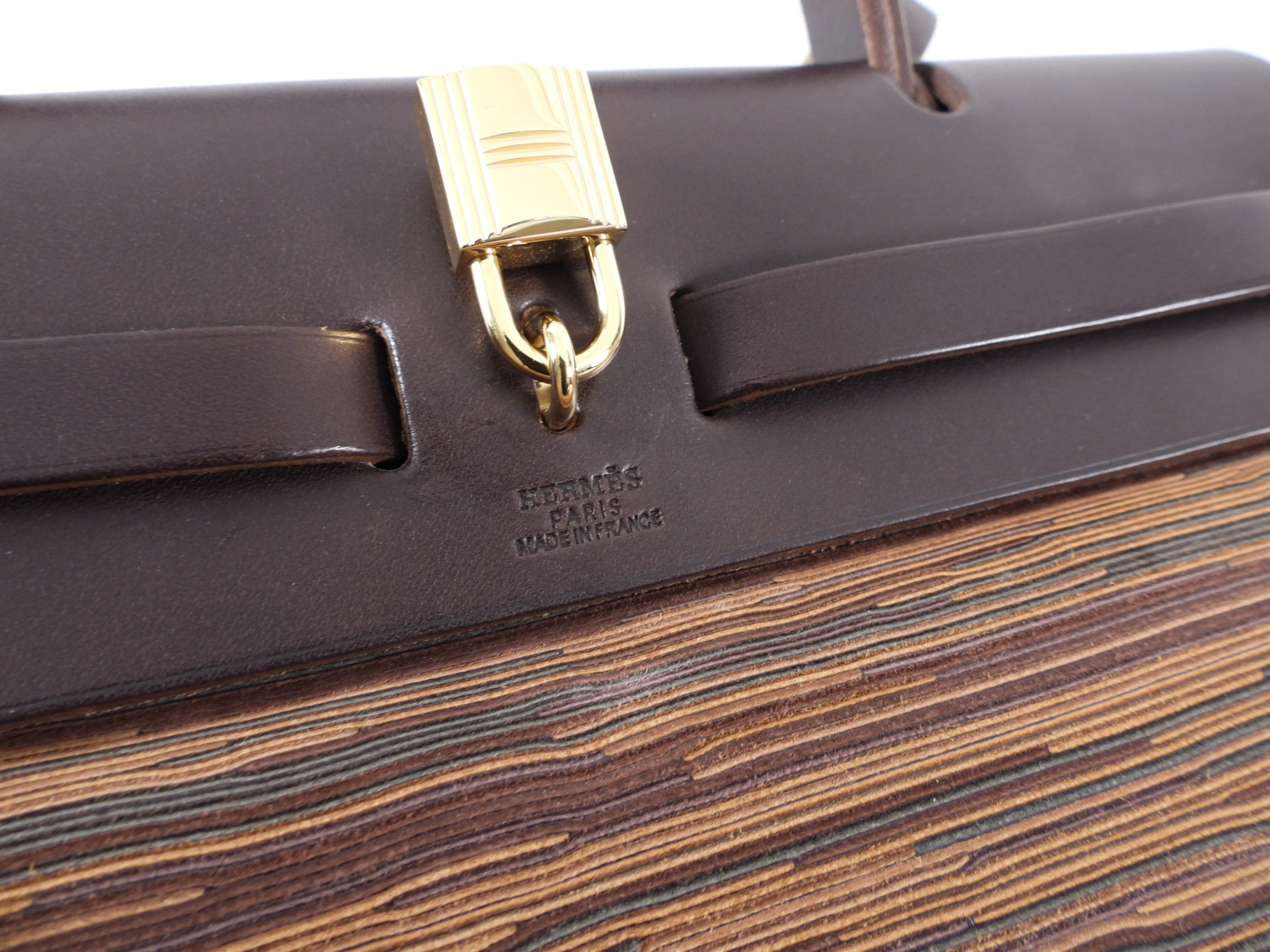 Hermes Brown Herbag 29 Vibrato Leather Shoulder Bag
