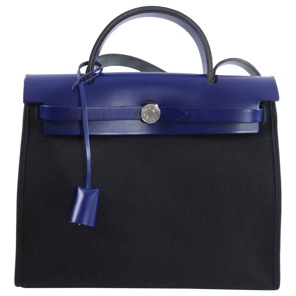 Hermes Blue and Black Herbag Zip 31