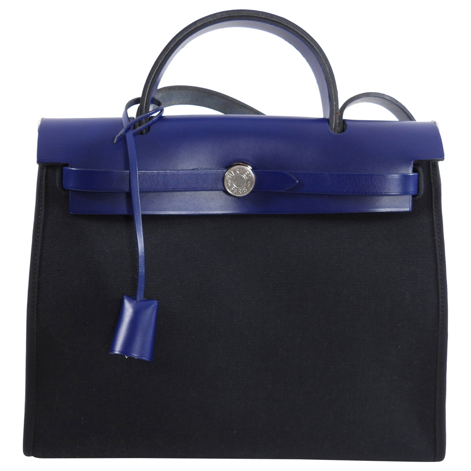 Hermes Blue and Black Herbag Zip 31