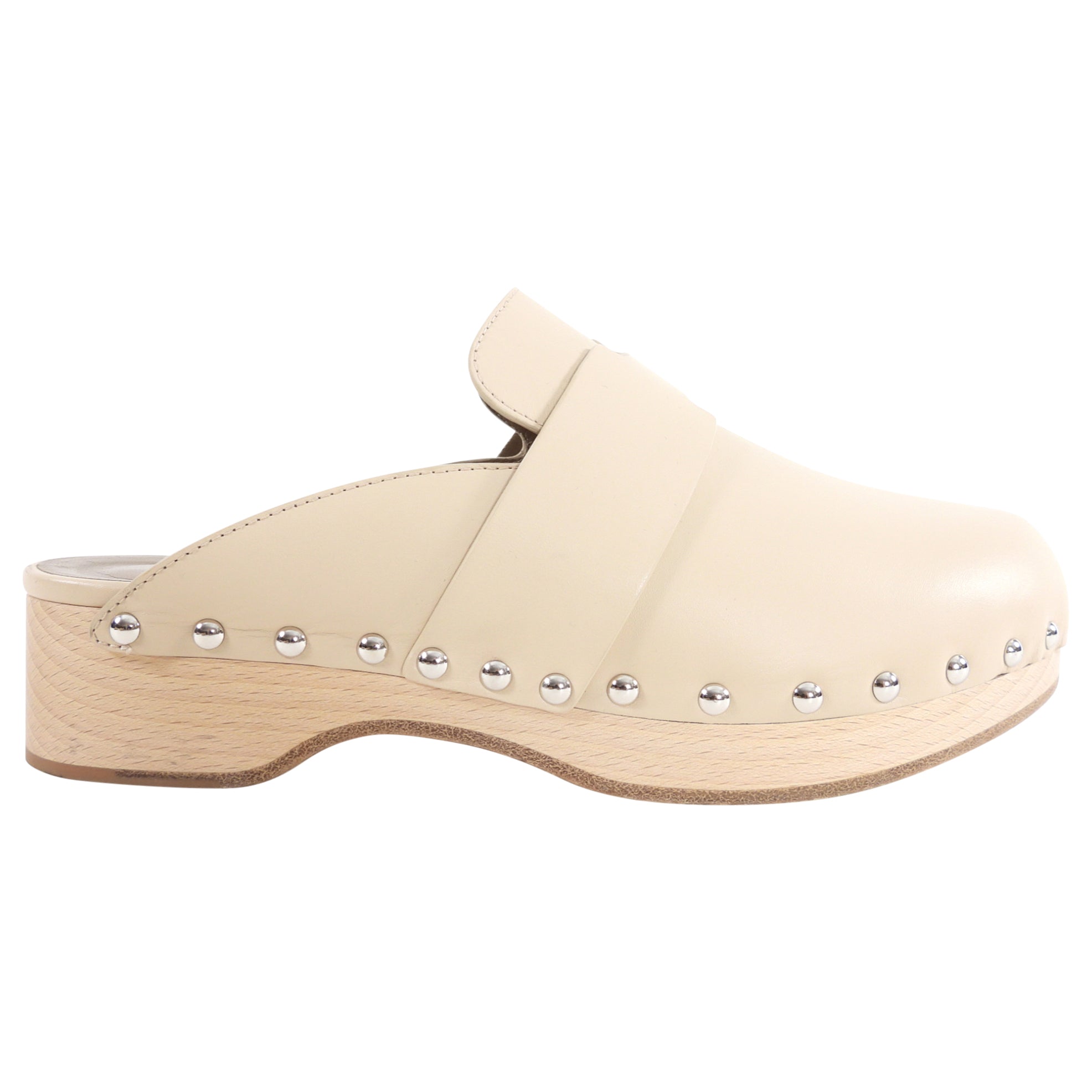 Hermes Beige Hermione Clog Mules - 37