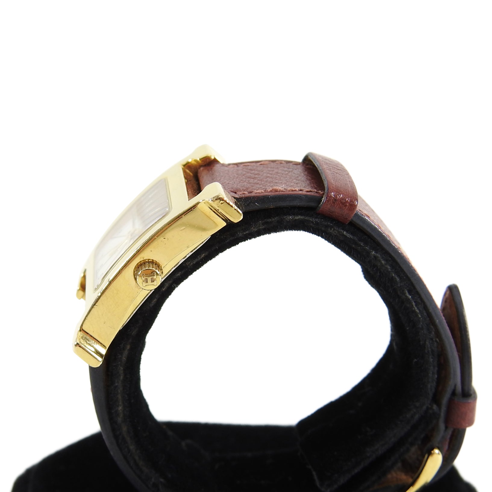 Hermes H Heure Gold Epsom Havane HH 1.201 Watch