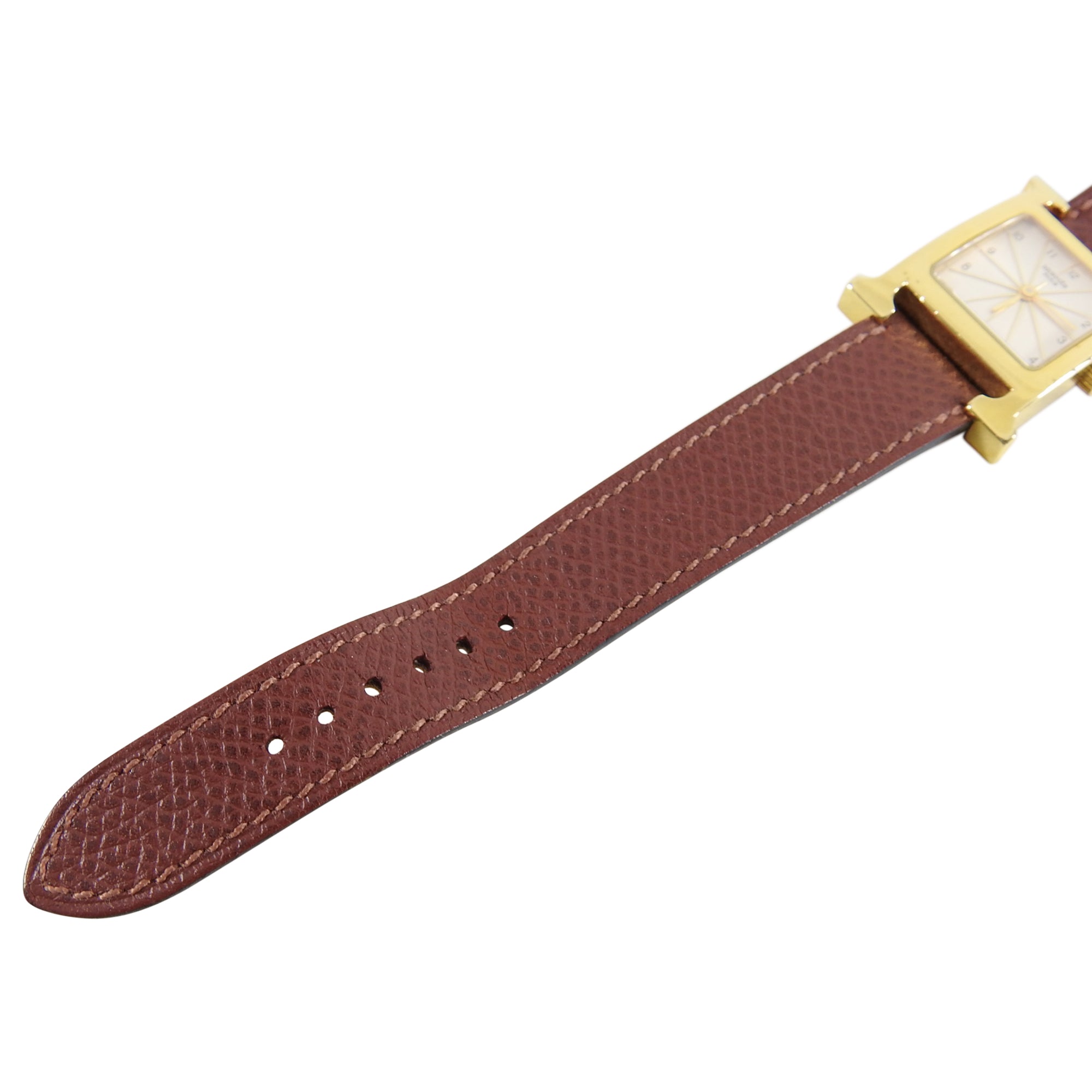 Hermes H Heure Gold Epsom Havane HH 1.201 Watch