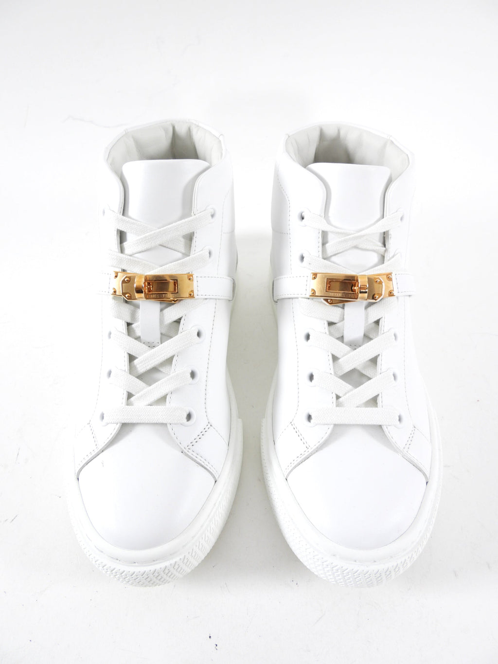 Hermes White Leather High Top Daydream Kelly Lock Sneaker - 36 / 5.5