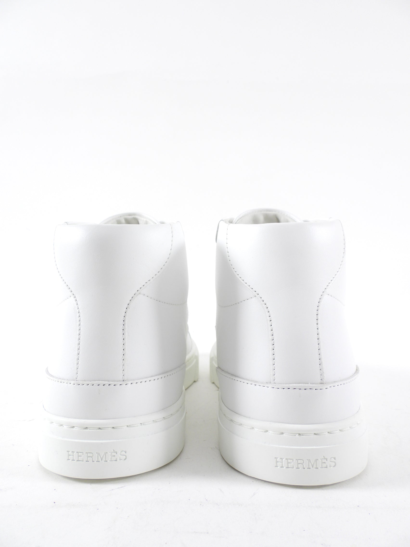 Hermes White Leather High Top Daydream Kelly Lock Sneaker - 36 / 5.5