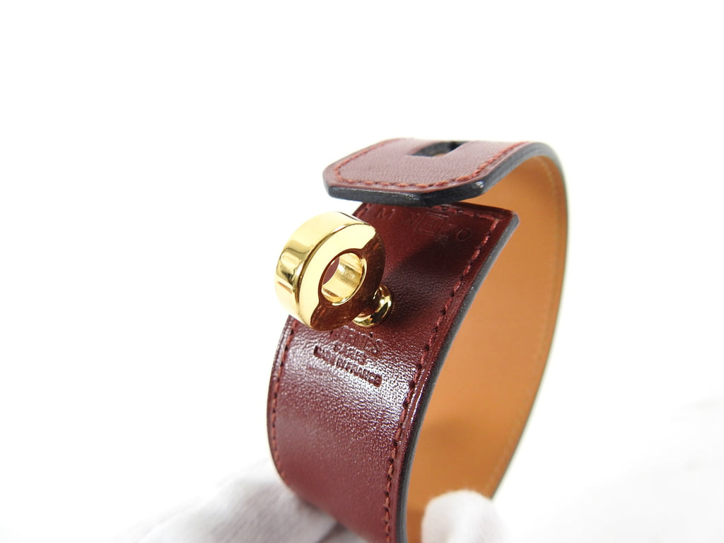 Hermes Burgundy Hip Hop Swift Leather Bracelet
